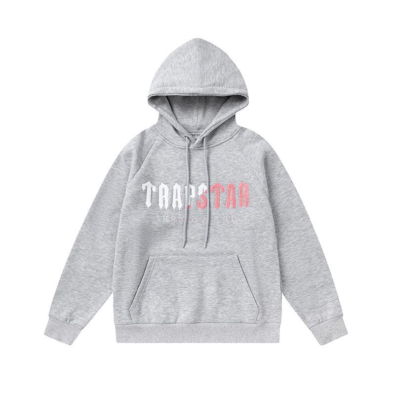 Trapstar towel embroidered letters fleece-lined zipper jacket, hooded sweatshirt pants, couple set