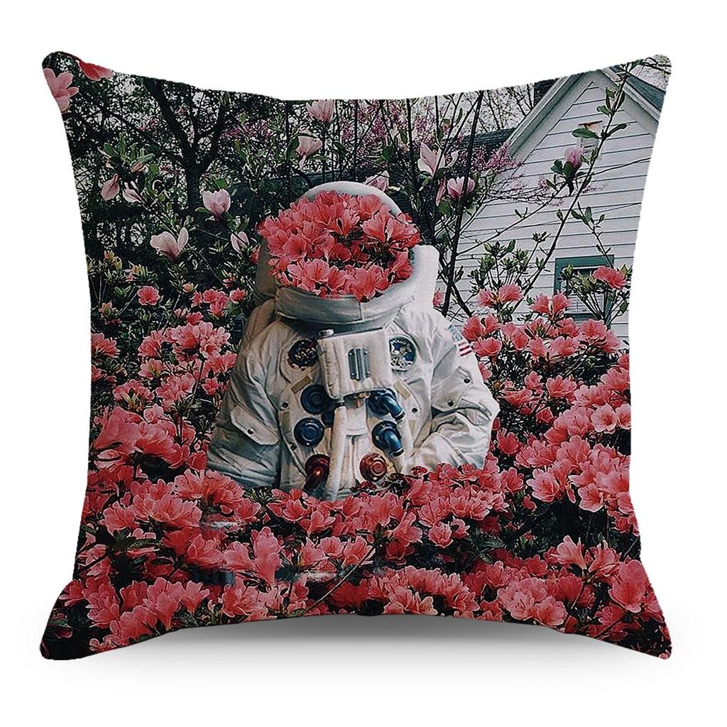 Wish Pillowcase Astronaut Planet Linen Pillow Cushion Cover