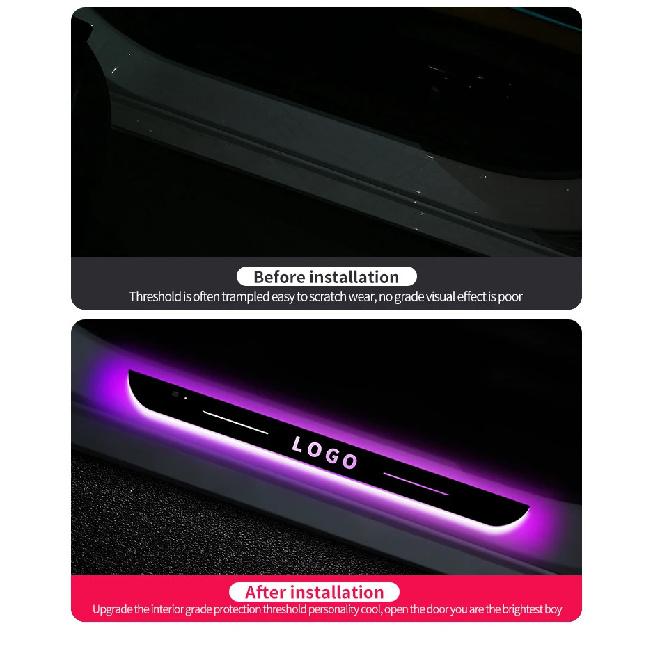 [Customized] Car Door Illuminated Sill Light Logo Projector Lamp USB Power Moving LED Welcome Pedal Car Scuff Plate Pedal Light