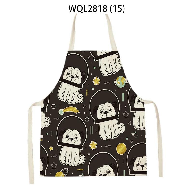 Cute Dog Cat Sheep Cattle Bear Animal Print Kitchen Aprons Women Men Linen Sleeveless Antifouling Apron Cooking Baking Waist Bib