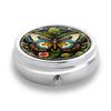 Portable Pill Box with 3 Compartments, Mini Metal Medicine Organizer Case, Cute Printed Pill Container for Vitamins, Pills, Jewelry, Travel, Daily Use