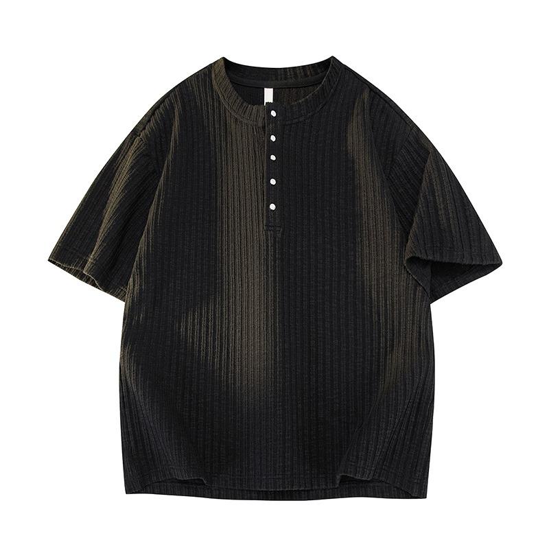 

Men s Short Sleeve Henley Shirts Casual Color Block T-Shirts Button Henley Tee with Pocket 3XL чорний