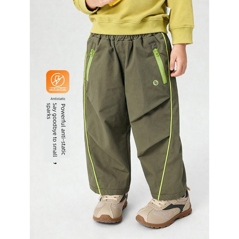 Right-Ou Boys' Fleece Paratrooper Pants Winter Clothing New Winter Style Baby Fleece-Lined Thickened Pants Winter Children's Clothing