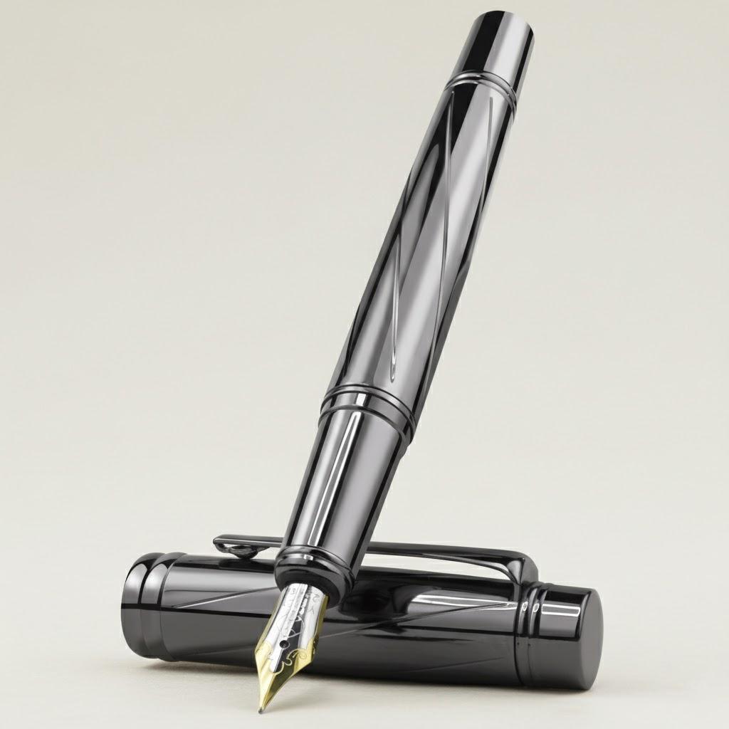Luxury Stonego Medium Nib Fountain Pen Twist Converter Metal Calligraphy Pen with Standard Ink чёрный