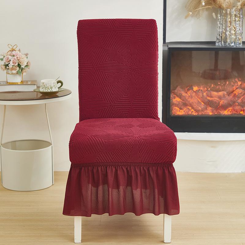 

Jacquard Chair Cover Skin-Friendly Durable Wear-Resistant Dining Cover All-Season Universal Thickened Elastic Seat Protector 1 pc вино красного