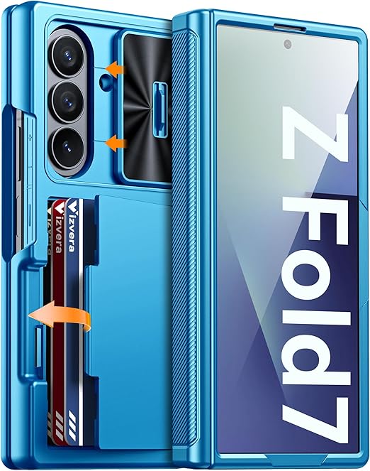 

Для Samsung Galaxy Z Fold 7 Чохол-гаманець RFID з тримачем для карток [Захист шарніра] [Захист камери] Ударостійкий силіконовий захисний чохол для телефону - Шампанське світло-синій колір