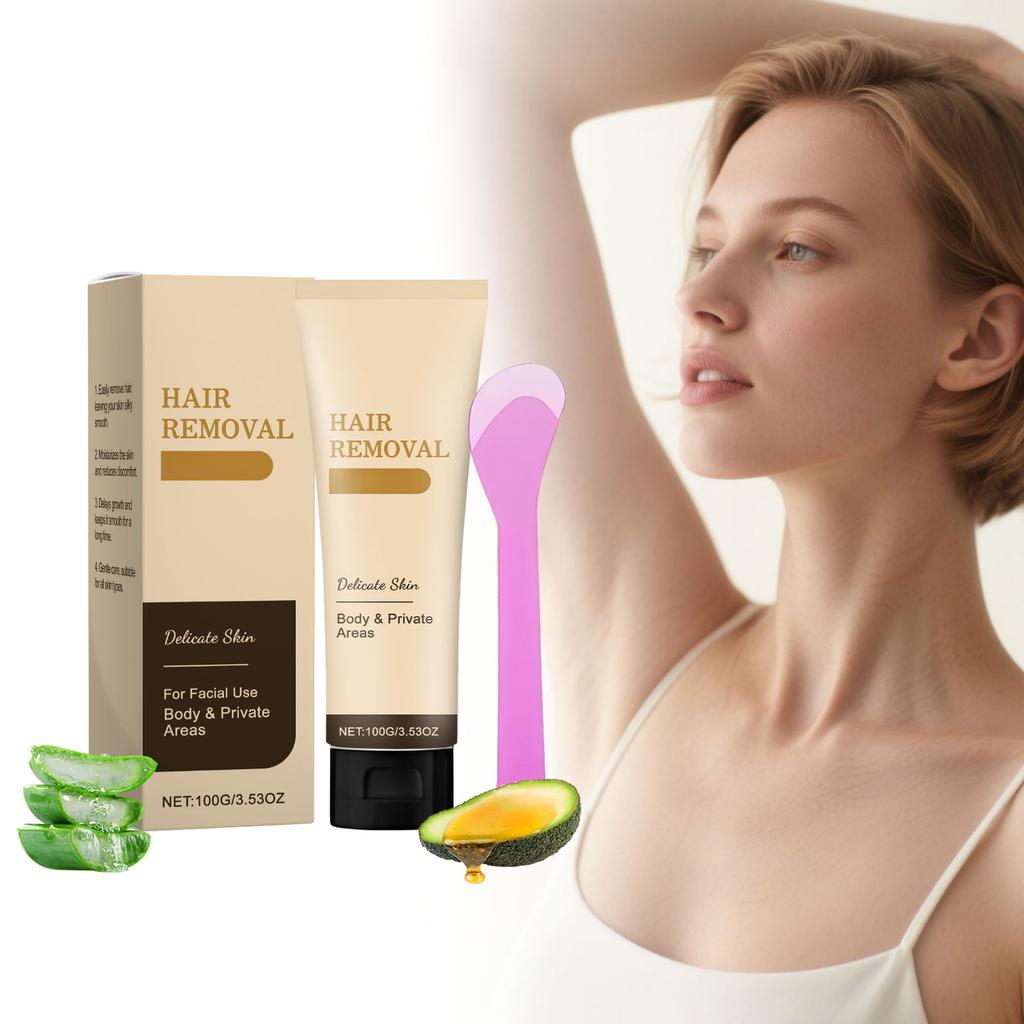Hair Removal  Kit, Facial Hair Removal  For Women Body Hair Removal   Depilatory  For Face, Arm, Leg And Bikini Hair Remover Balm Hair Scraper 100g