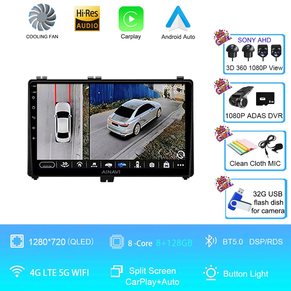 9" Android 14 Car Radio For Toyota Prius V Plus Alpha 2012 2013 2014 2015 Stereo Player GPS Navigation Carplay Auto LHD RHD DVD