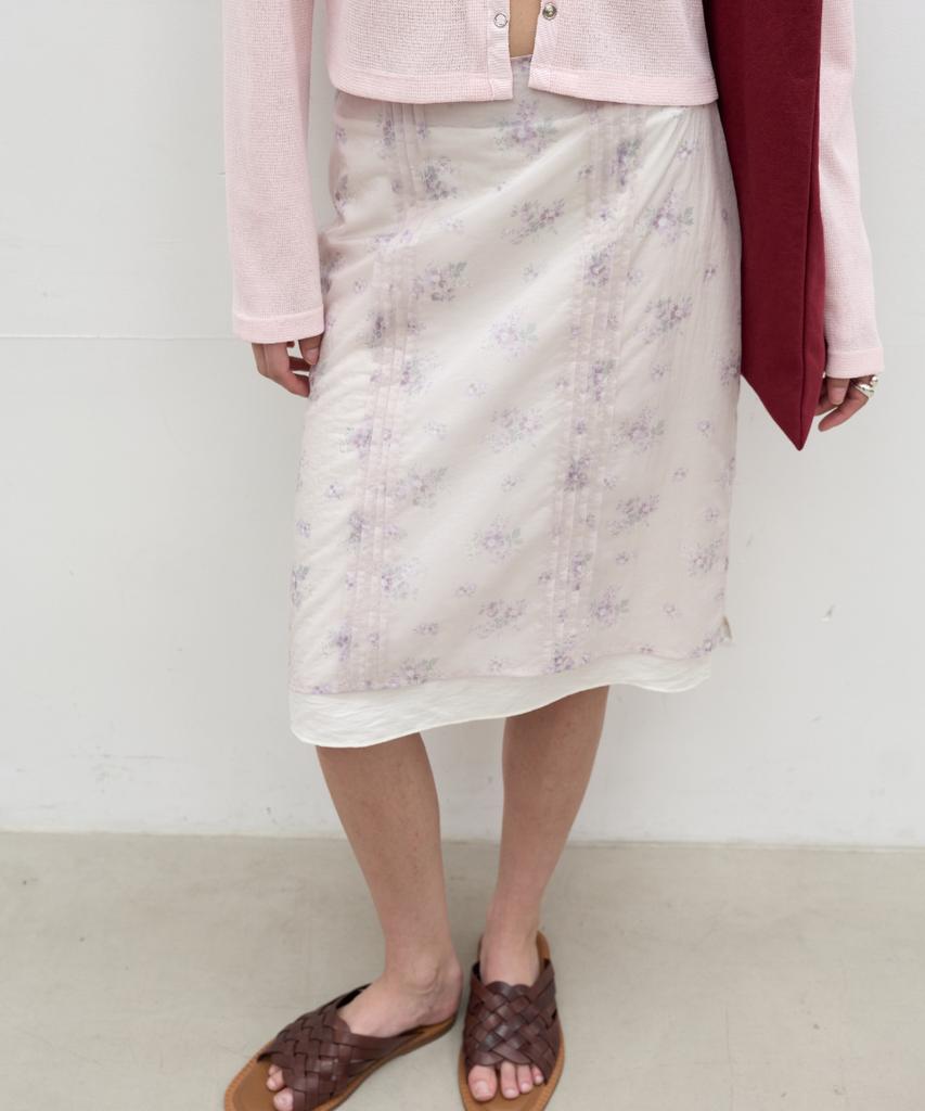 Seolan Floral Midi Skirt_Ivory
