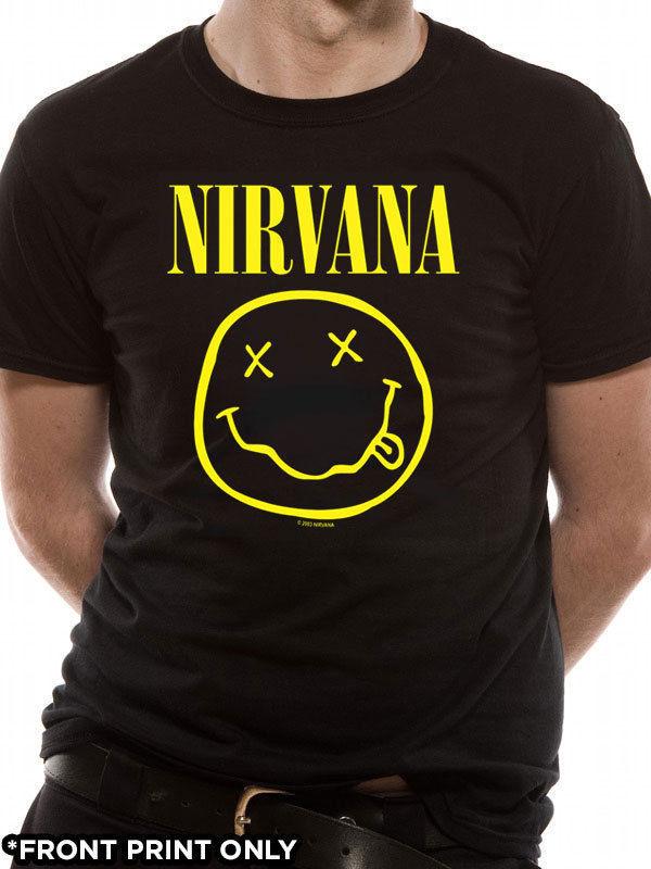 26 Nirvana T Shirt Happy Face Officially Licensed Mens Black Kurt Cobain Rock Merch Unisex T-Shirt XXXL
