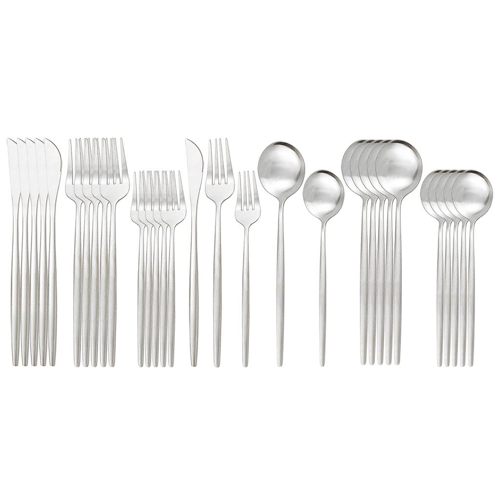 30Pcs Matte Gold Cutlery Set Stainless Steel Dinnerware Knife Dessert Fork Spoon Dinner Silverware Kitchen Party Tableware Set