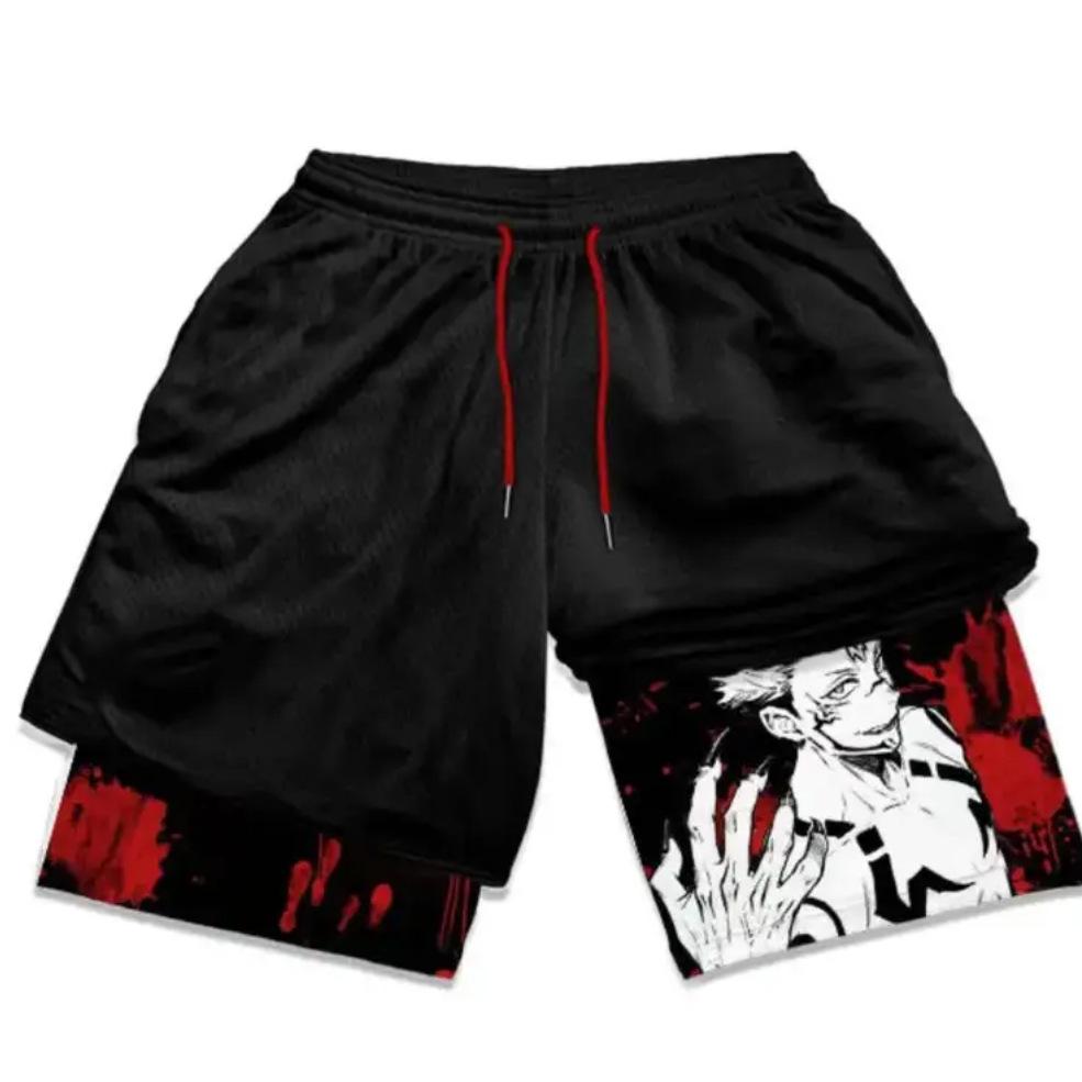 

European 3D Double-Layer Fitness Shorts: Hot Selling Adult Sports Pants Extra Large