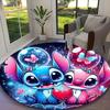 [1pc Stitch And Angel Pink Heart Floral Office Carpet] Easy Maintenance Chair Rug for Conference Room Use, Durable Round Sofa Floor Mat