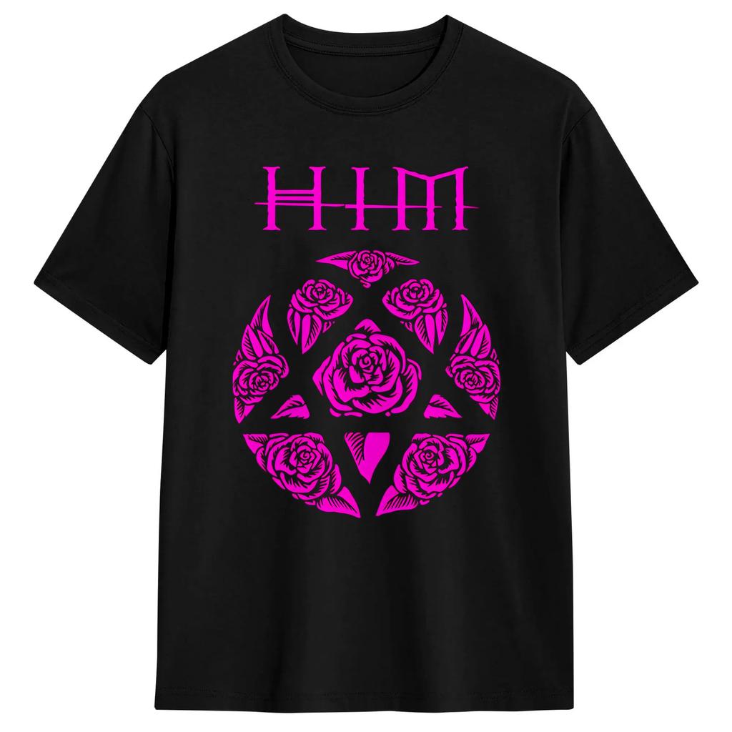 Unisexs TShirt Love Metal Band HIM Heartagram Vintage Cotton Tee Shirt Short Sleeve T Shirts Crewneck Clothing Plus Size