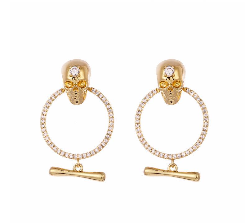 Kenjie McQueen Skull Pendant Earrings - Women's European & American Punk Studs & Ear Clips