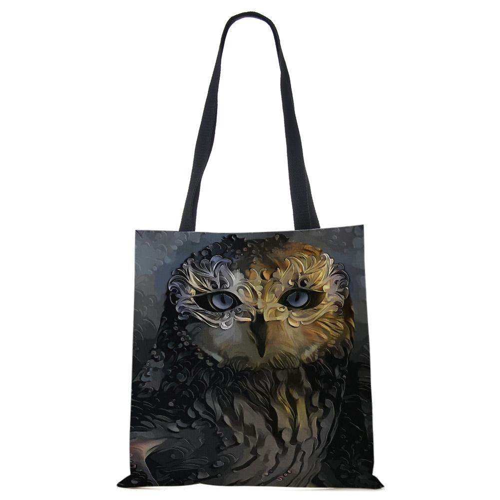 Spaudinys ant drobės nešiojamas ant peties krepšio leopardo pelėda, daugkartinio naudojimo laisvalaikio pirkėjo rankinė 2022 m. Moterų kelionių mokyklos sulankstomi paplūdimio krepšiai