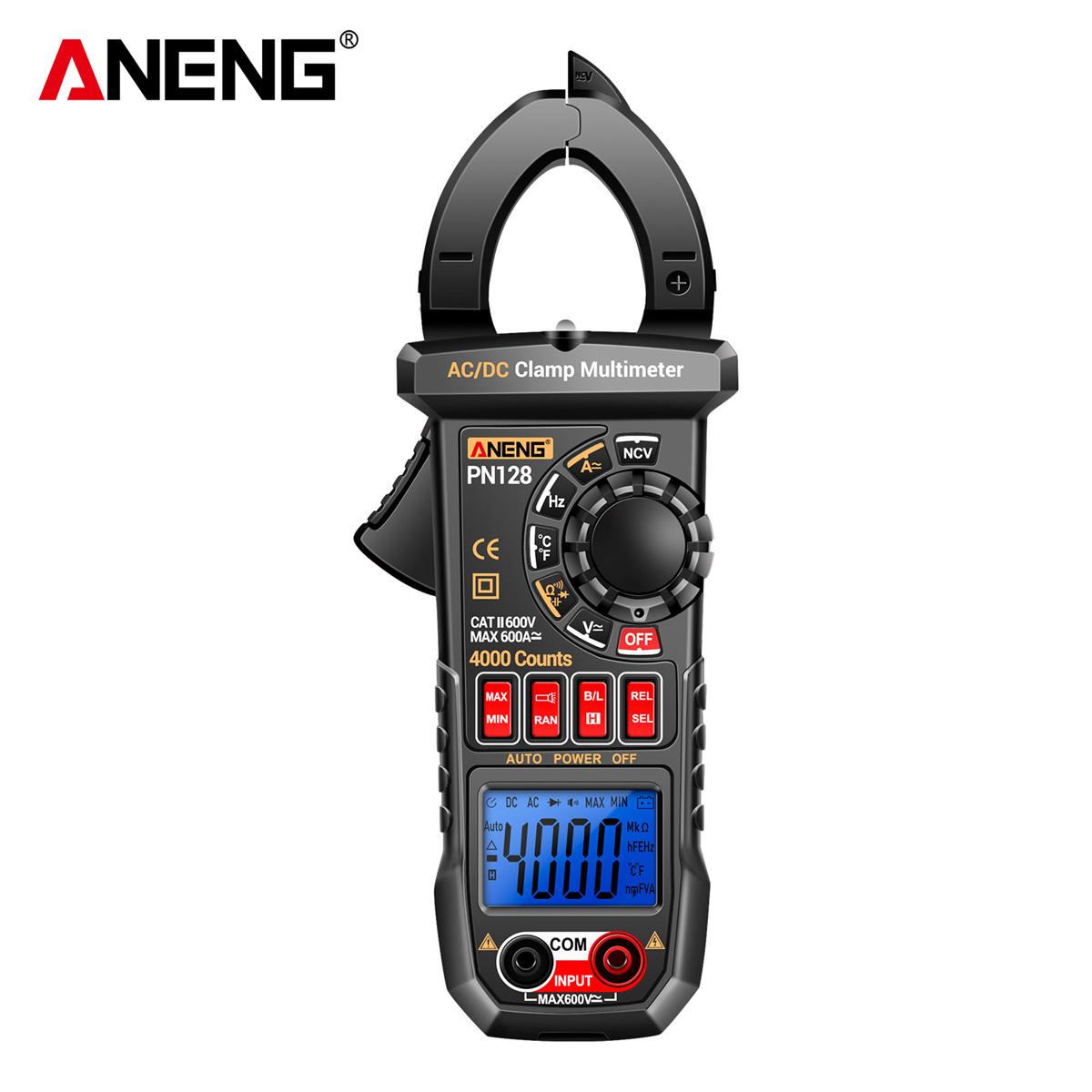 

ANENG PN128 Высокоточный мультиметр с зажимами AC/DC, ток, напряжение, сопротивление, инструмент для измерения температуры с ЖК-дисплеем с подсветкой