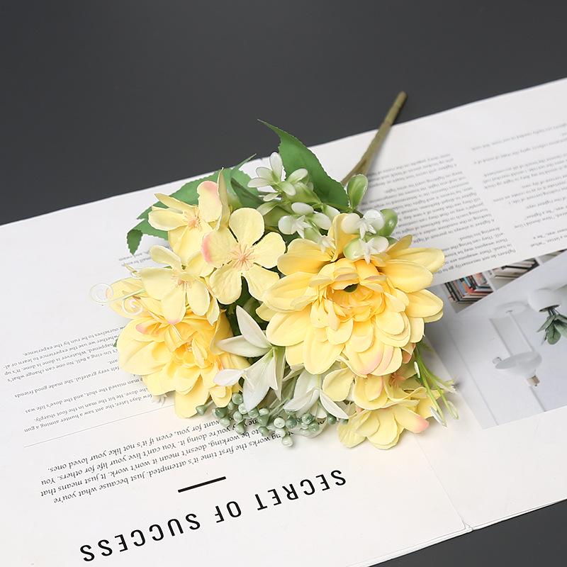 Spring Dahlia Silk Flowers: Artificial Floral Decoration for Dining Table, Home Ornament, or Photography Prop