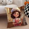 Fun Casual Western Cooking Mama Game Cartoon Cushion Cover Throw Pillow Cover Hidden Button Durable Polyester Chair Cushion