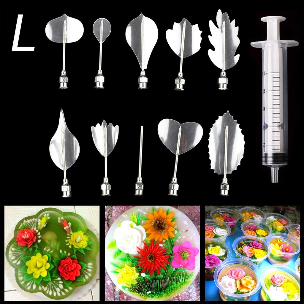 14 Stil 3D Gelatine Kuchenform Gelee Kunst Pudding Blumen Edelstahl Düse Spritze Nadel Set Kuchen Dekorationswerkzeuge