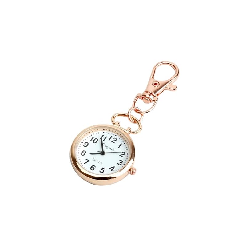 KOYOKOMA Nurse Watch, Reverse Clock, Simple Design, Carabiner Clip, Men's & Women's, Backpack Bag, One-Point Accent (Pink Gold x Black)
