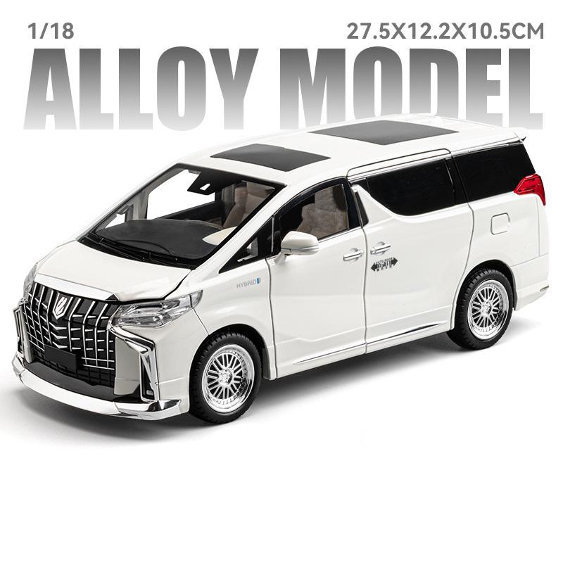 1:18 Metal Diecast Alphard Prado Cars Model Toys MPV Rubber Tires with Light Sound Vehicles Toy for Children Birthday Presents
