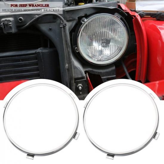 7" Car Headlight Mounting Ring Trim Bracket for Jeep Wrangler JK 07-17 Iron