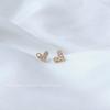 Bright-eyed Needle-plated Real Gold Mini Zircon Micro-inlaid Small Love Stud Earrings, You Don't Need To Take Off the Live Stream When Sleeping.