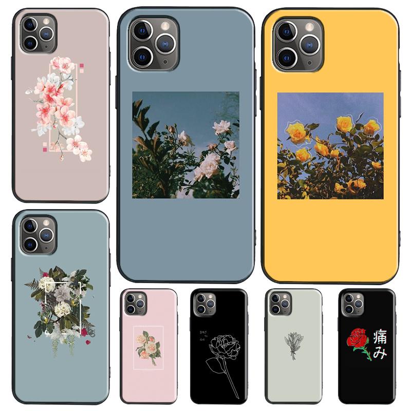 Aesthetics Flower Phone Case For iPhone 17 Air 16 15 13 12 11 14 Pro Max 12 13 mini 15 16 Plus 16e Cover Coque
