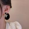 S925 Sterling Silver Black Bow Drip Oil Earrings - 2023 Trendy Versatile Fashion for Women