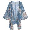 Damen Floral Print Durchsichtiges Chiffon Lockeres Kimono Cardigan Cape Sonnenschutz