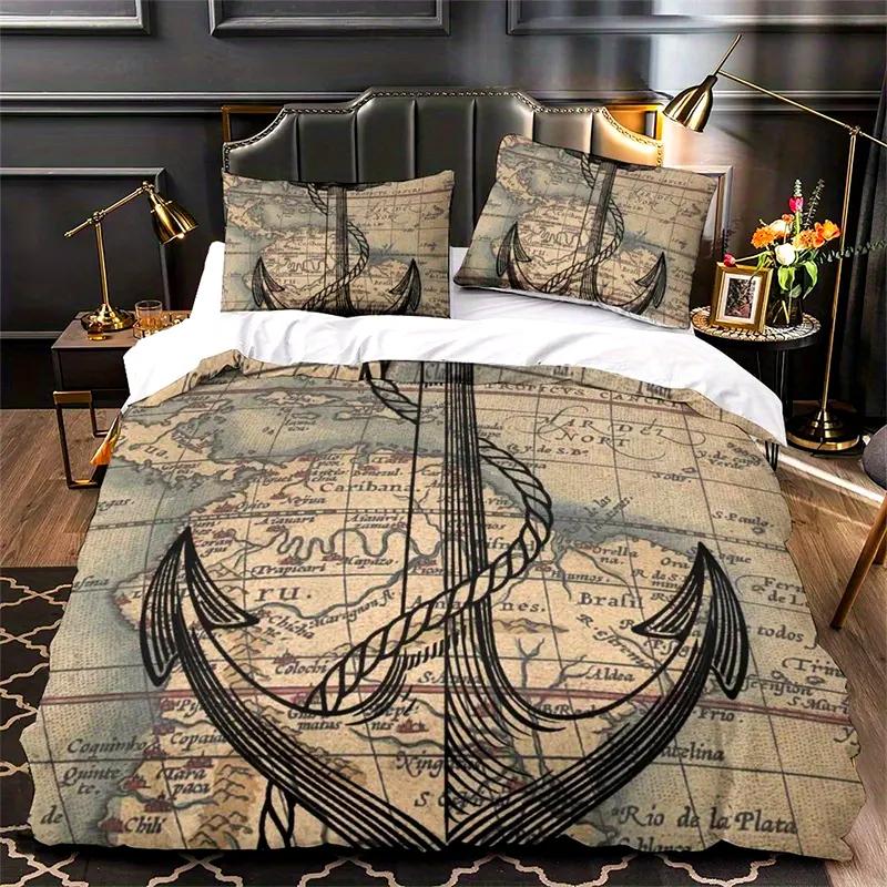 Navigation Anchor Rudder 3D Printed Bedding Set Cozy Duvet Cover King Queen Twin Single Size Birthday Gift Boy Kid Bedroom Decor
