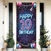 10th Birthday Door Cover Neon Party Decoration Colorful Balloon Gift Banner for Kids Teen Celebration Entrance Boys Girls Photo Booth Backdrop