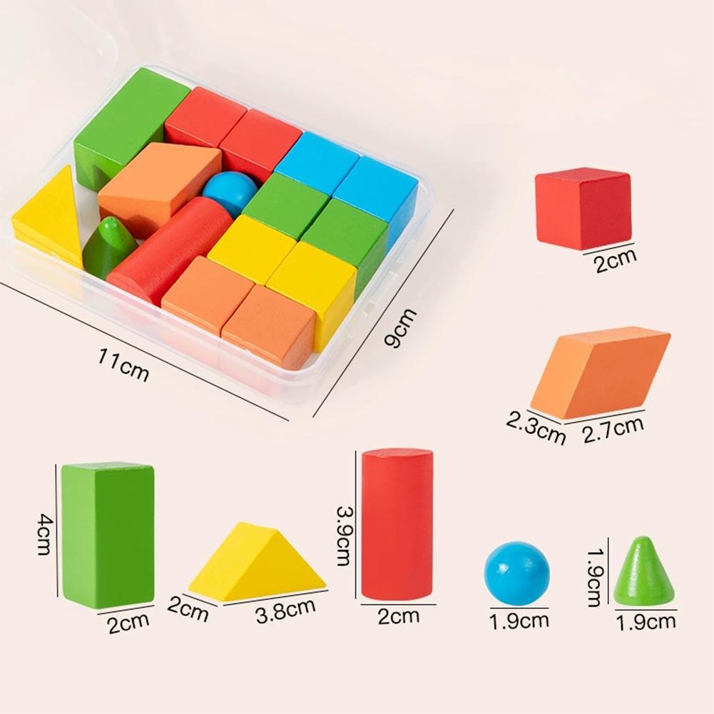 

16/24/38Pcs Colorful Wooden Building Blocks Set Geometric Set Early Educational Toy Students Teaching Aid Cube Building Blocks Kid Children Gift 16Pcs