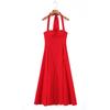 Women's Multi-color Halter Button Midi Camisole Dress - Elegant 2026 New Style