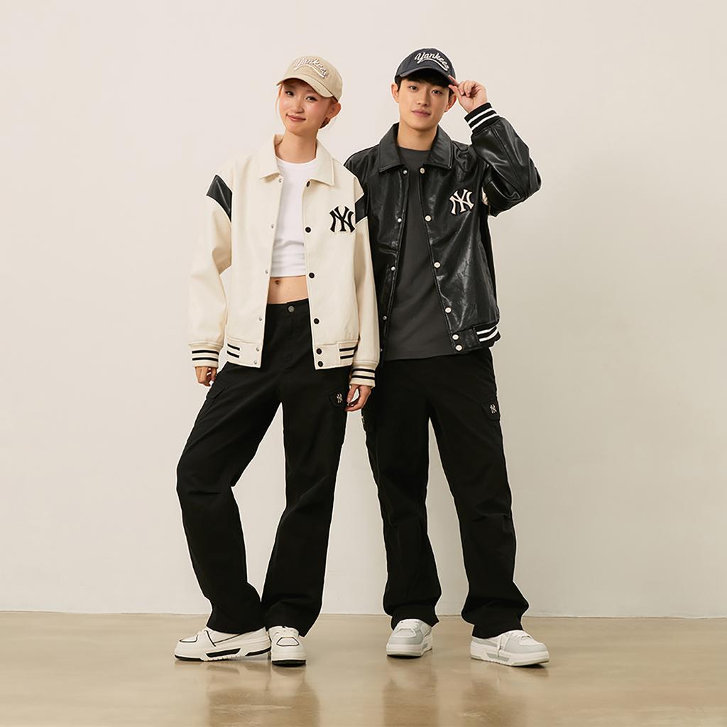 New MLB MONOGRAM Collection New York Yankees 24FW Baseball Jacket Unisex Black 3AJPM0444-50BKS