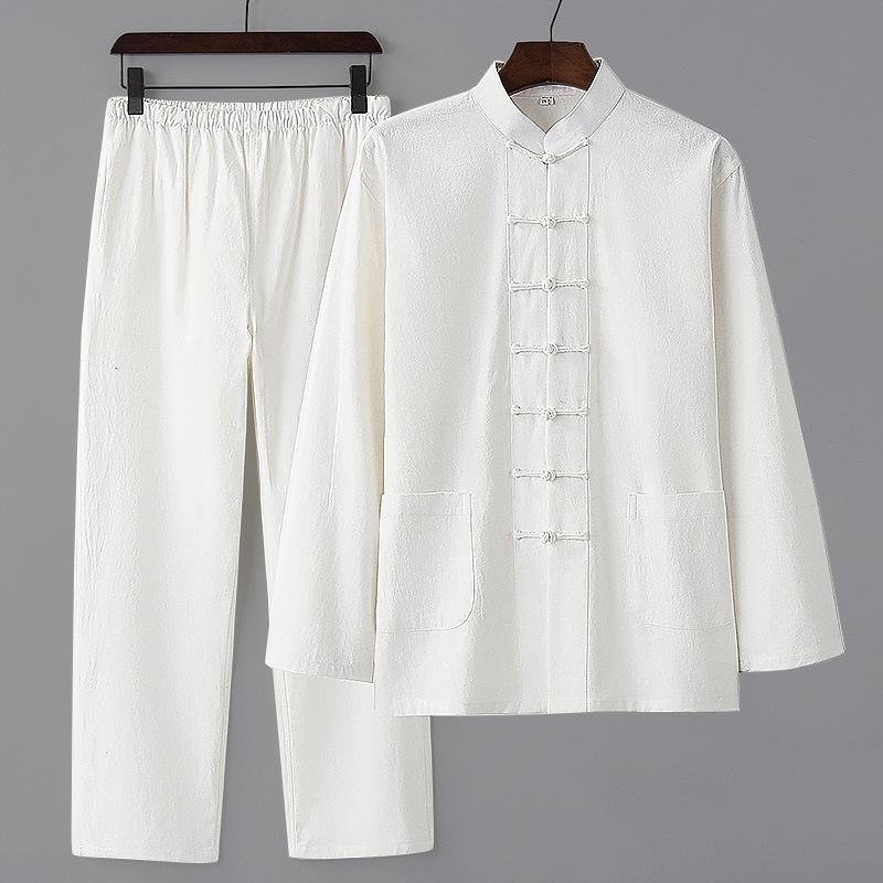 Tang-Anzug Herrenanzug Frühling und Herbst Zweiteiliger Anzug Chinesischer Stil Antikes Kostüm Chinesischer Hanfu Laienanzug