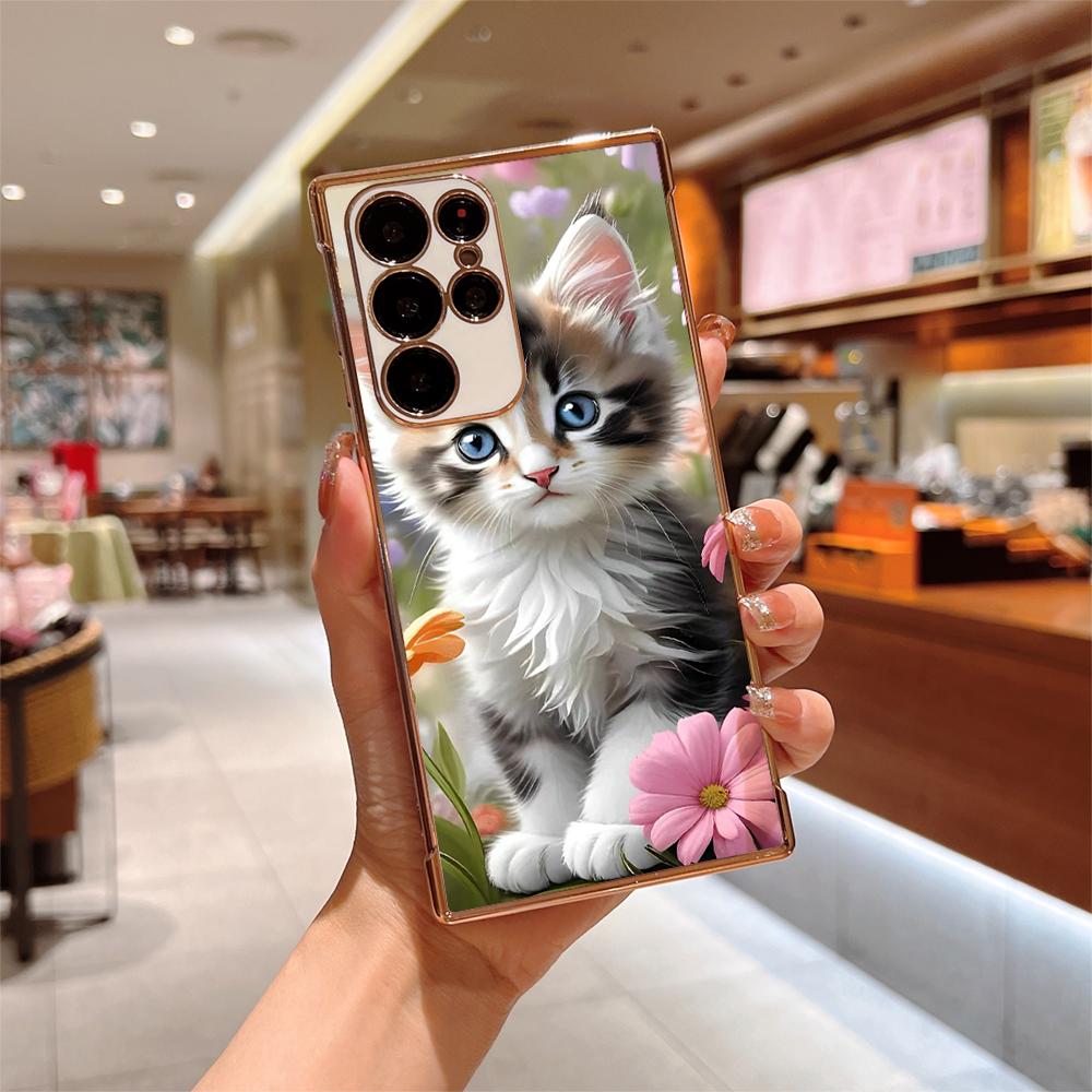 Cat Pattern TPU Case for Samsung Galaxy S24 S25 S23 Ultra/S22 Ultra/S21 FE A54/A34/A14 5G Cute Phone Cover with Adorable Design