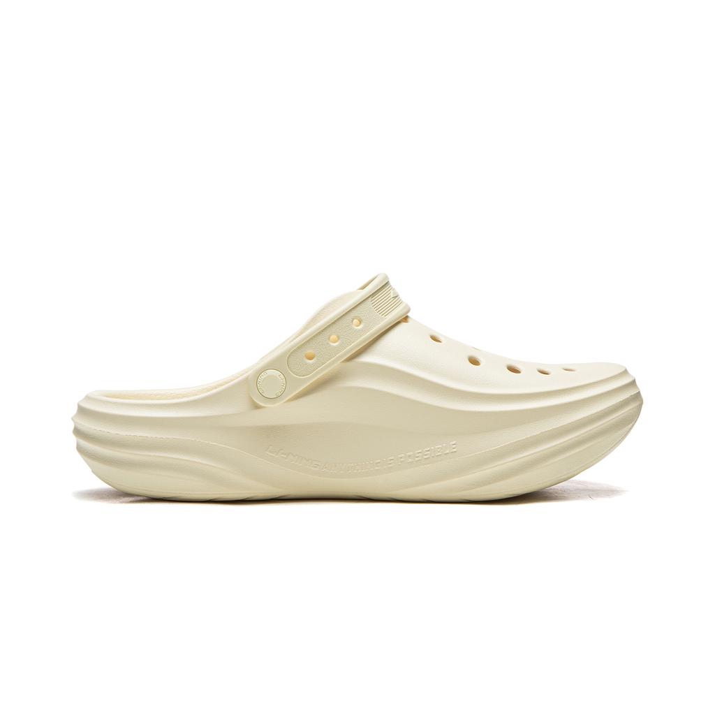 Li Ning Soda Simple Versatile Comfortable Breathable Shock Absorption Rebound Soft Lightweight Hole Shoes Unisex Shoes Milk-Cake-Yellow AGUW005-24