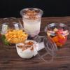 25Pcs 250Ml Disposable Salad Cup Transparent Plastic Dessert Bowl Container With Lid For Bar Cafe Domestic Use (Dome Hole)