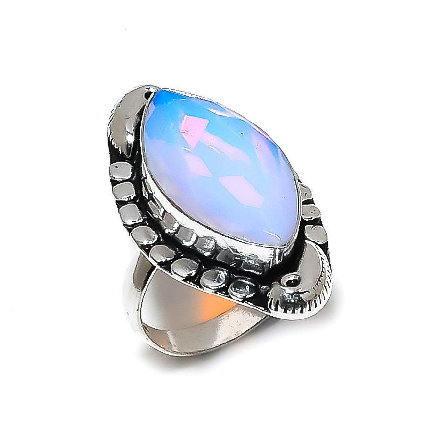 Milky Opal Gemstone 925 Steling Silver Jewelry Ring Size 8.5