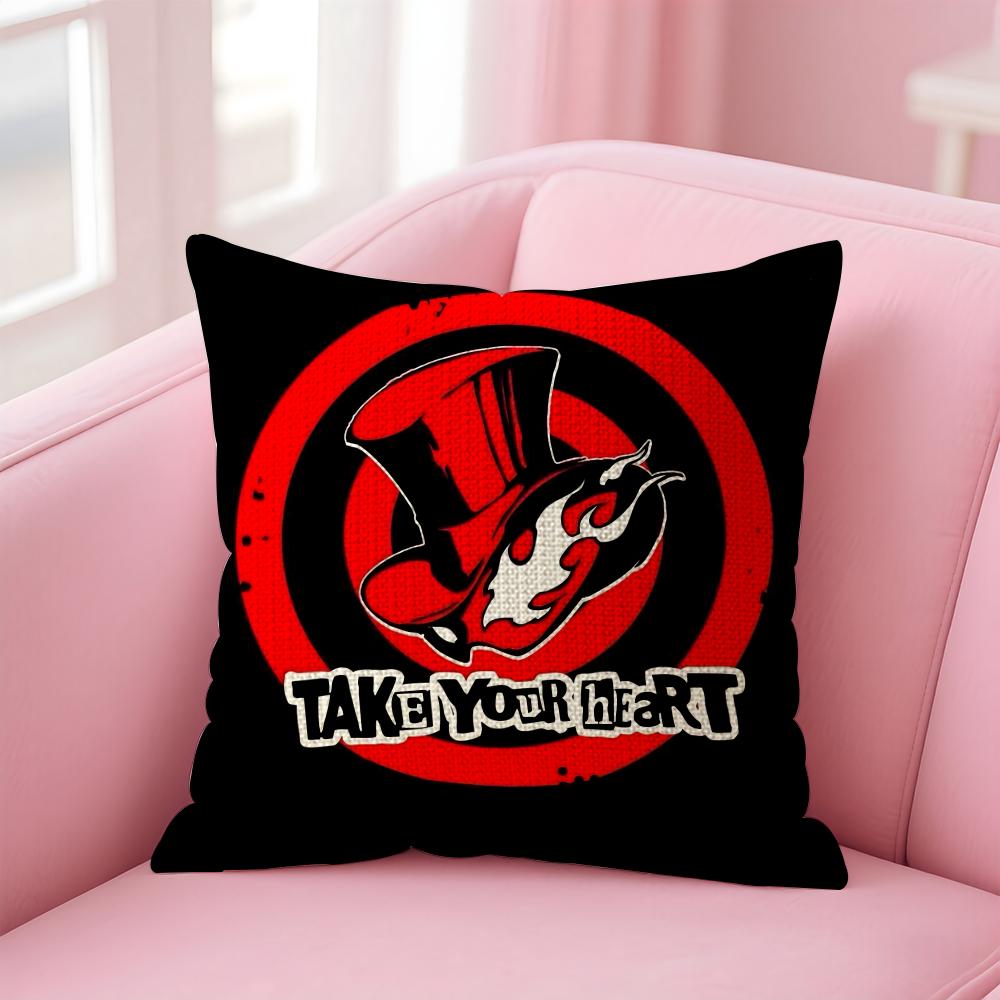 

Anime Game PPersona Cushion Cover Natural Linen Pillow Case DoubleSided Print Decorative Sofa Pillowcase Home Decor Gift 30x30cm