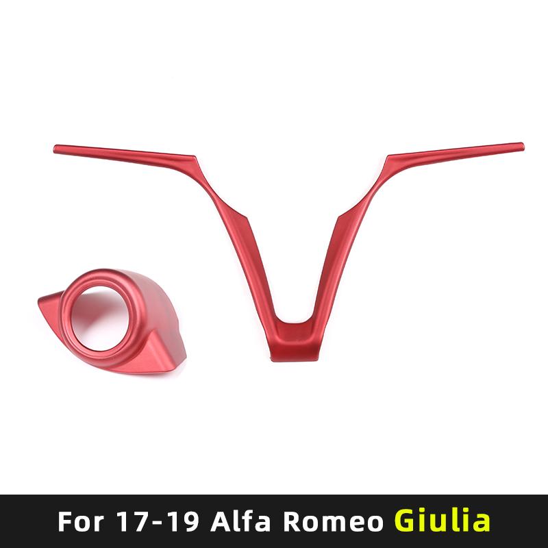 Pour 17-19 Alfa Romeo Giulia/Stelvio volant cadre en V Boîte de démarrage une touche Autocollant de décoration bouton de volant ABS
