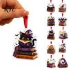 Halloween Festive Decorations Reading Ghost Hanging Ornament, Acrylic Holding Book Pumpkin Bookshelf Ornaments Black Cat Mummy Decor, 2D Cartoon