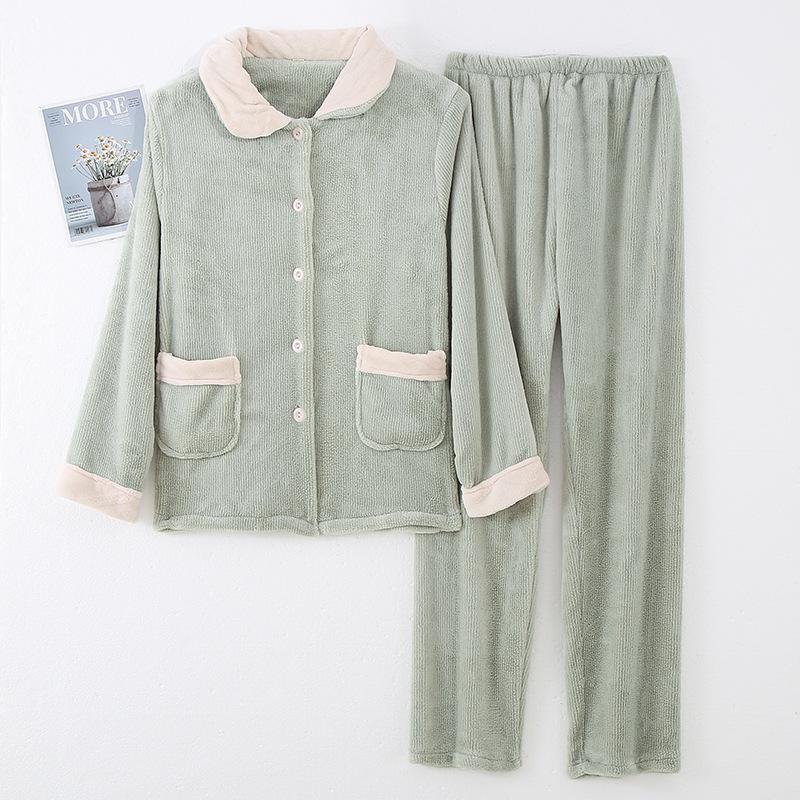 

Утепленная домашняя одежда из кораллового флиса для пар, осенне-зимняя женская фланелевая пижама, мужская однотонная одежда для сна, свободная домашняя одежда XL