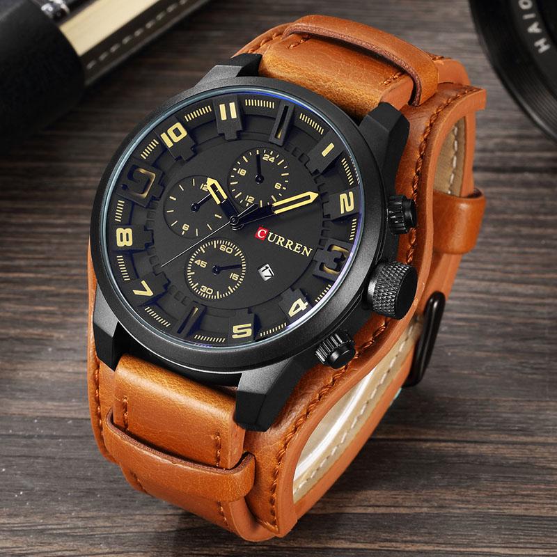 CURREN Luxury Brand Analog Sports Men Watches Fashion Creative Quartz Leather Strap Wristwatch Date Male Clock Reloj Hombre