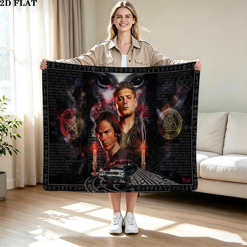 Supernatural Print Flannel Blanket High Quality Warm Comfortable Cover for All Seasons Perfect for Gifts Home Decor