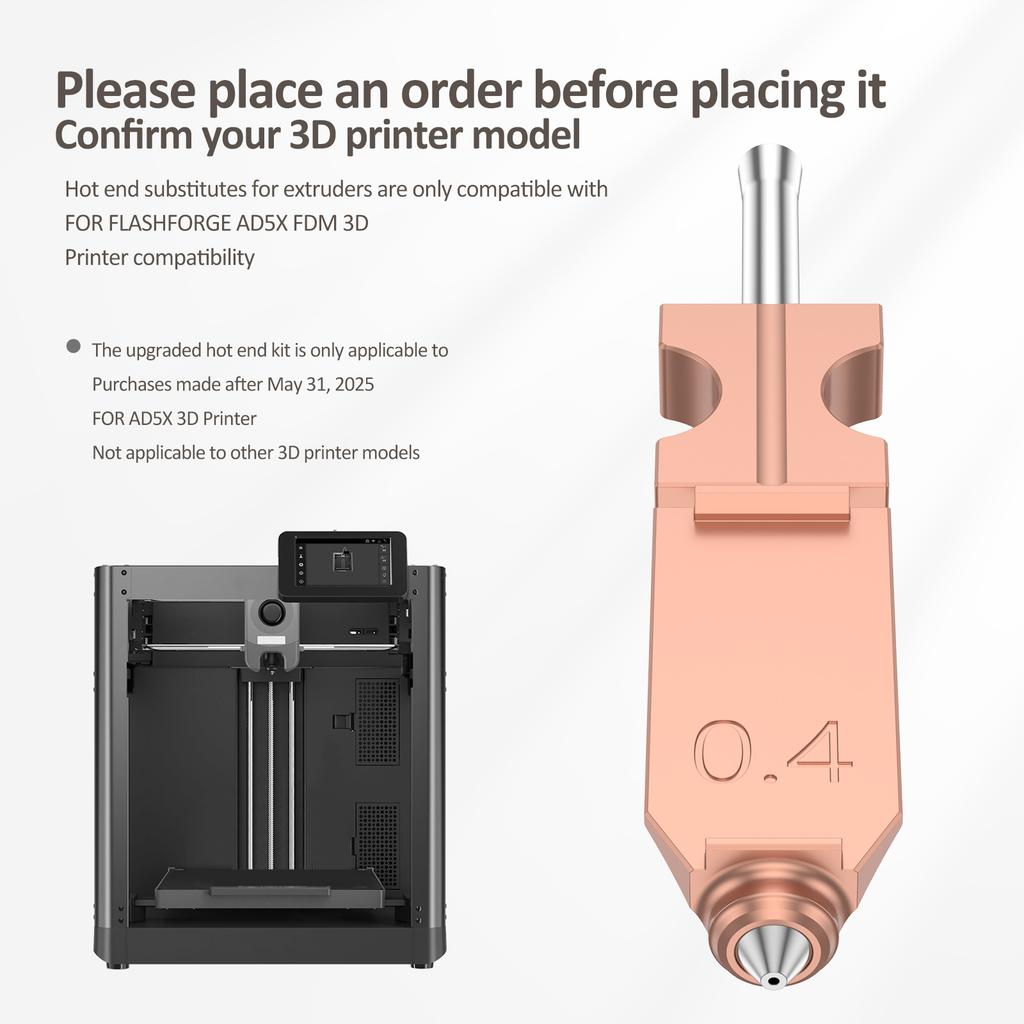 For Flashforge AD5X Nozzle Upgrade Detachable 0.4 0.6 0.25 0.8mm for Flashforge AD5X Hotend Extruder Quick Release Heater Block