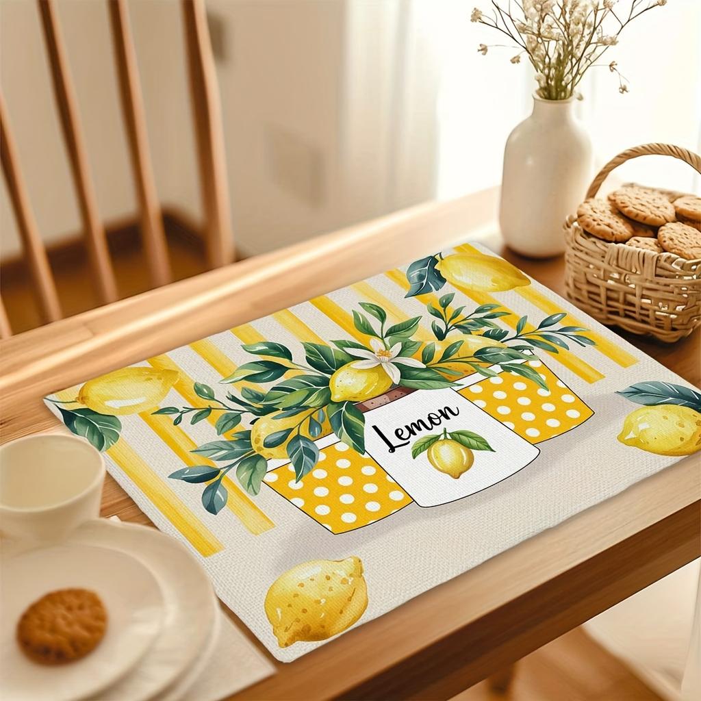Set von 4 rechteckigen Tischsets/Exquisite Zitronen-Kunstdesigns/12 Zoll mal 18 Zoll/Küchentische/Heim-Esszimmer-Dekoration/Weihnachten/Hal