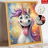 Unicorn Pearl Art Canvas with Frame 3D Shiny Bead Painting for Modern Room Decor, Relaxing Craft and Unique Birthday Gift Idea